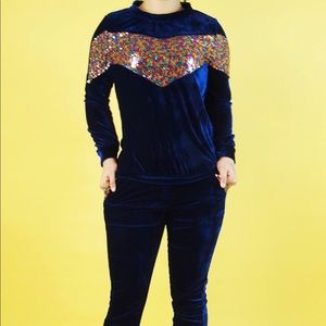 Rainbow Sequin Velvet Set
